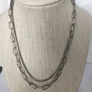 True to Form Paperclip Chain Double Strand Necklace Choose GOLD or SILVER  NIB